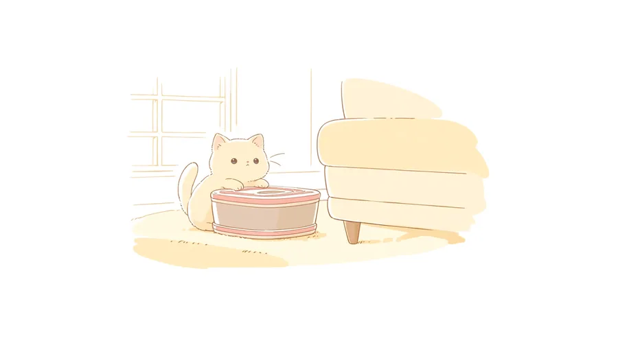 猫の自動トイレは子猫でも使える?|対応体重・月齢の目安と切り替えのタイミングのイメージイラスト