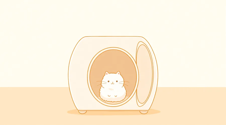 猫の自動乾燥機(ペットドライヤー)の選び方|お風呂後をラクにする道具のイメージイラスト